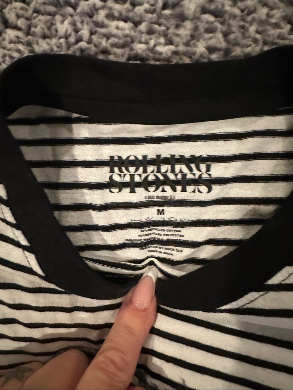 the Rolling Stones Black & White Striped band Tee with Band Portrait - Picture 2 of 3